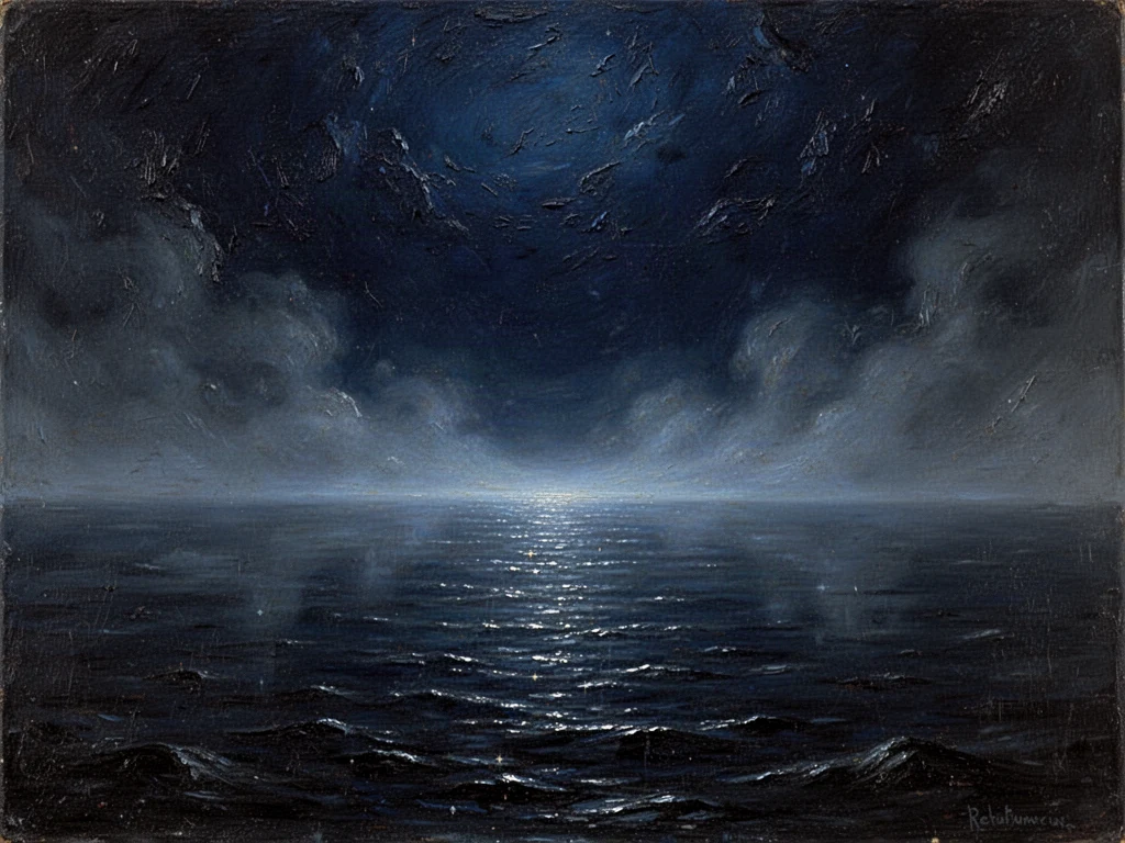 Acque scure e silenziose, senza orizzonte visibile