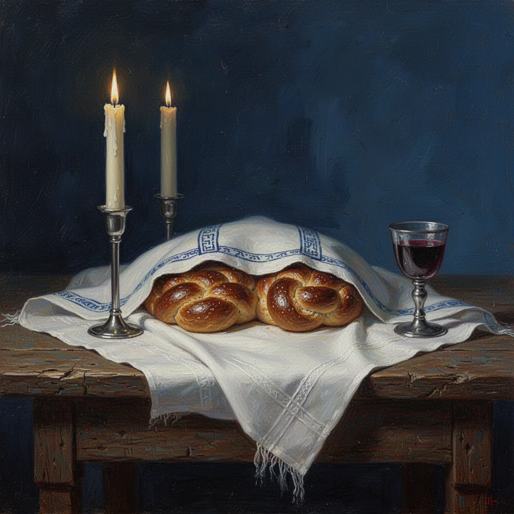 Candele accese, pane intrecciato e una tavola preparata per lo Shabbat
